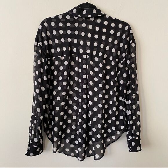 Free People-Sheer Polka Dot Long Sleeve Blouse - Picture 3 of 7